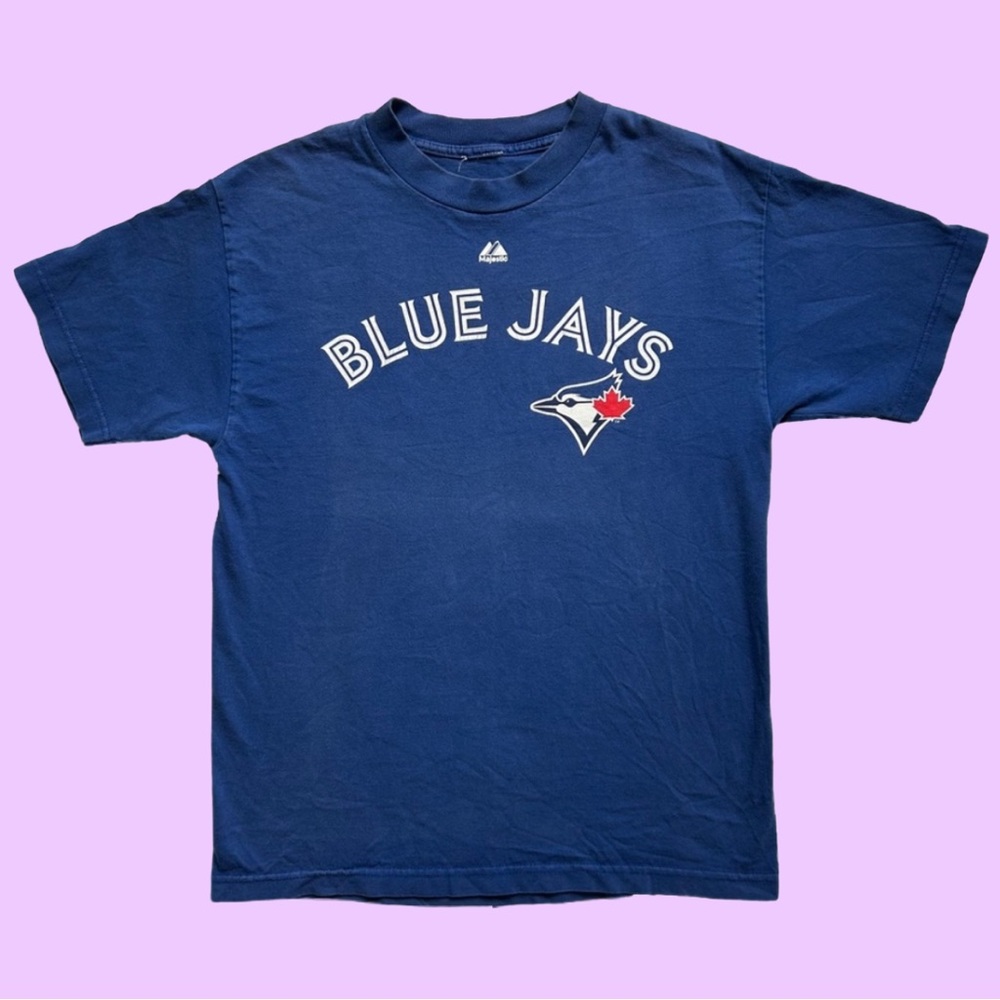 Majestic MLB Blue Jays Lawrie #13 Short Sleeve Faded Distressed Unisex Medium